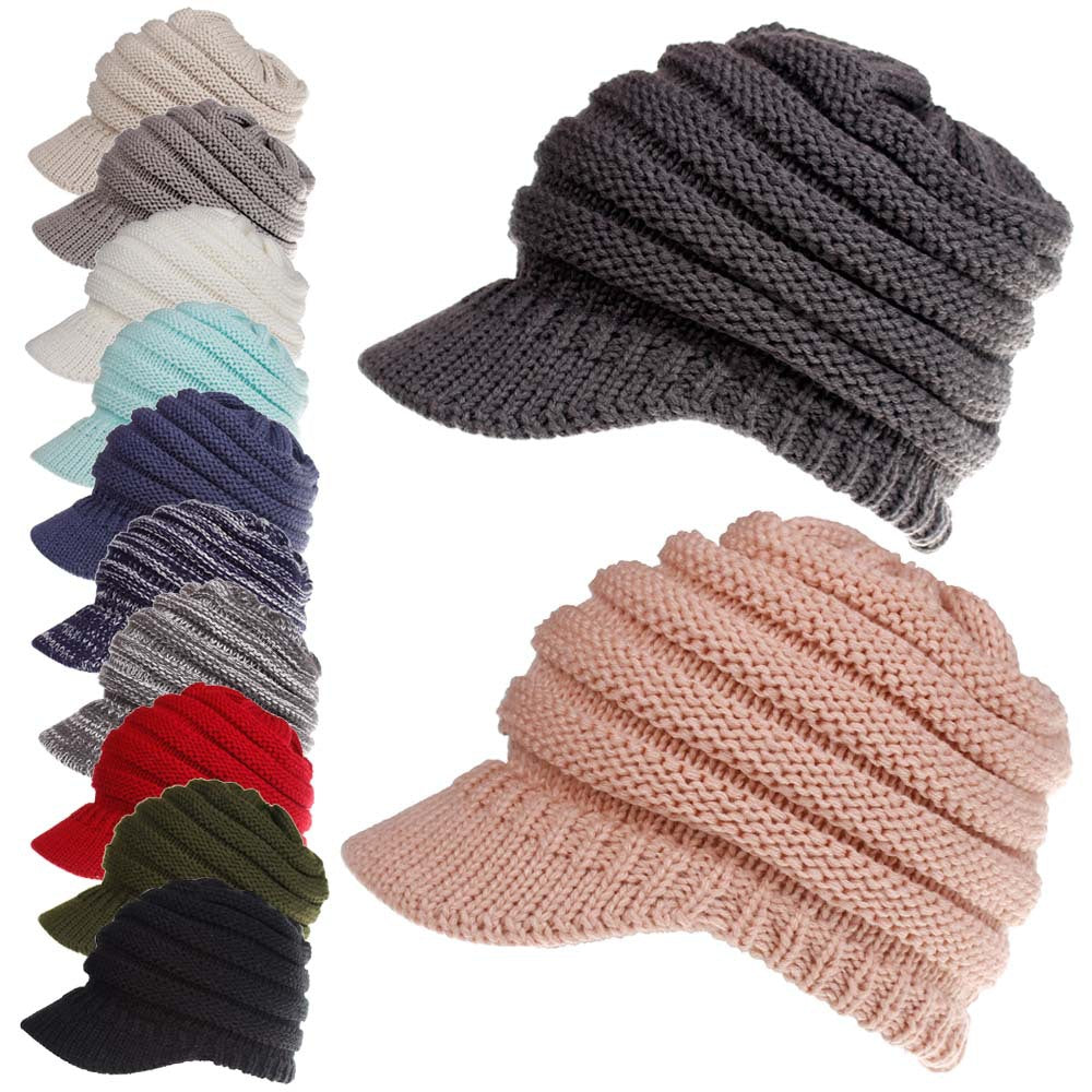Women’s Ponytail Beanie Winter Knitted Warm Hat, Elegance Couture