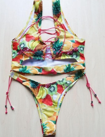 Women’s Lace Up Two Piece Bikini Swimwear Set, Elegance Couture