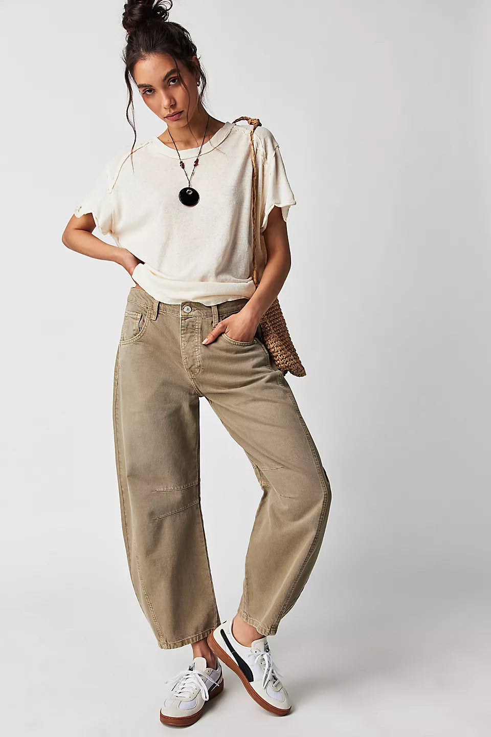 High Stretch Wide Leg Barrel Denim Jeans for Women, Elegance Couture