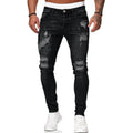 Men’s Ripped Skinny Vintage Wash Denim Jeans, Elegance Couture