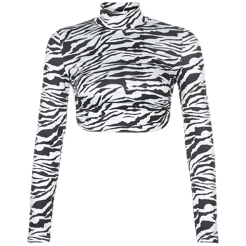 Women’s Zebra Print Backless Crop Top Streetwear, Elegance Couture