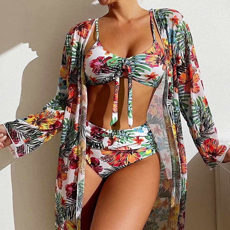 Women’s Plus Size Split Bikini Cover Up Blouse Set, Elegance Couture