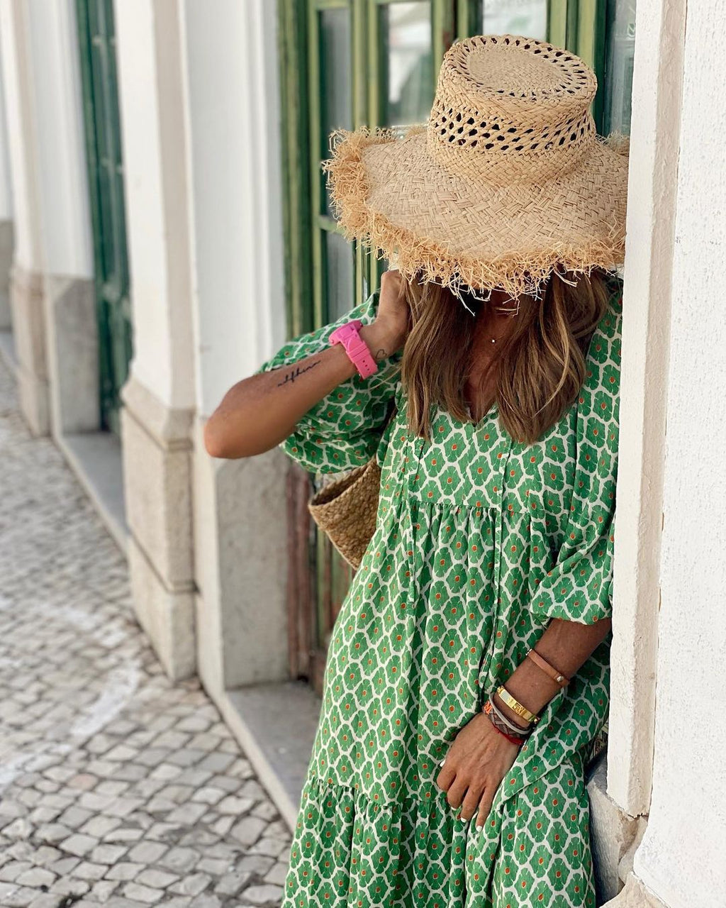 Women’s Bohemian Vintage Printed V-Neck Summer Dress, Elegance Couture
