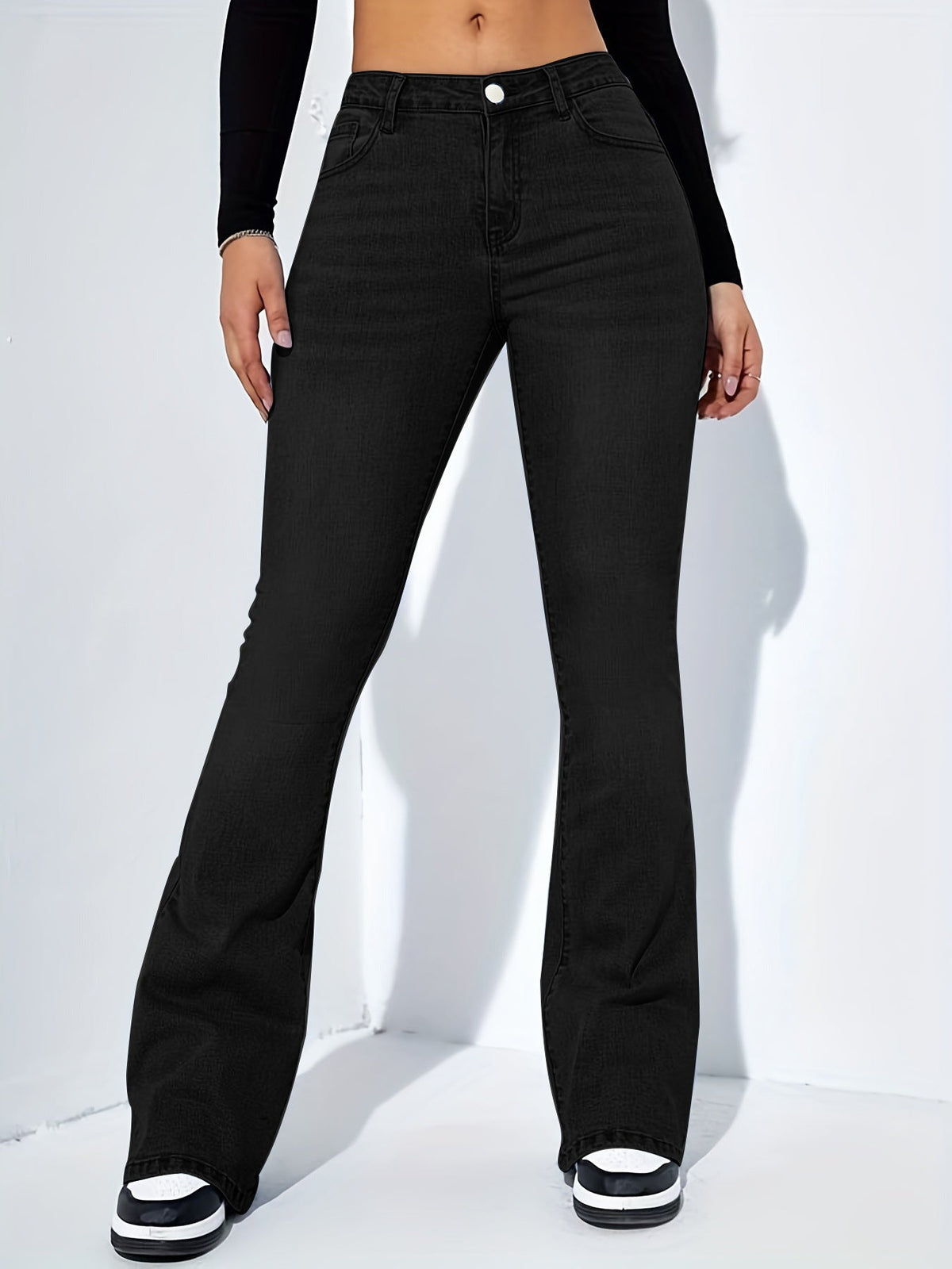 Women’s High Waist Flared Slim Fit Stretch Jeans, Elegance Couture