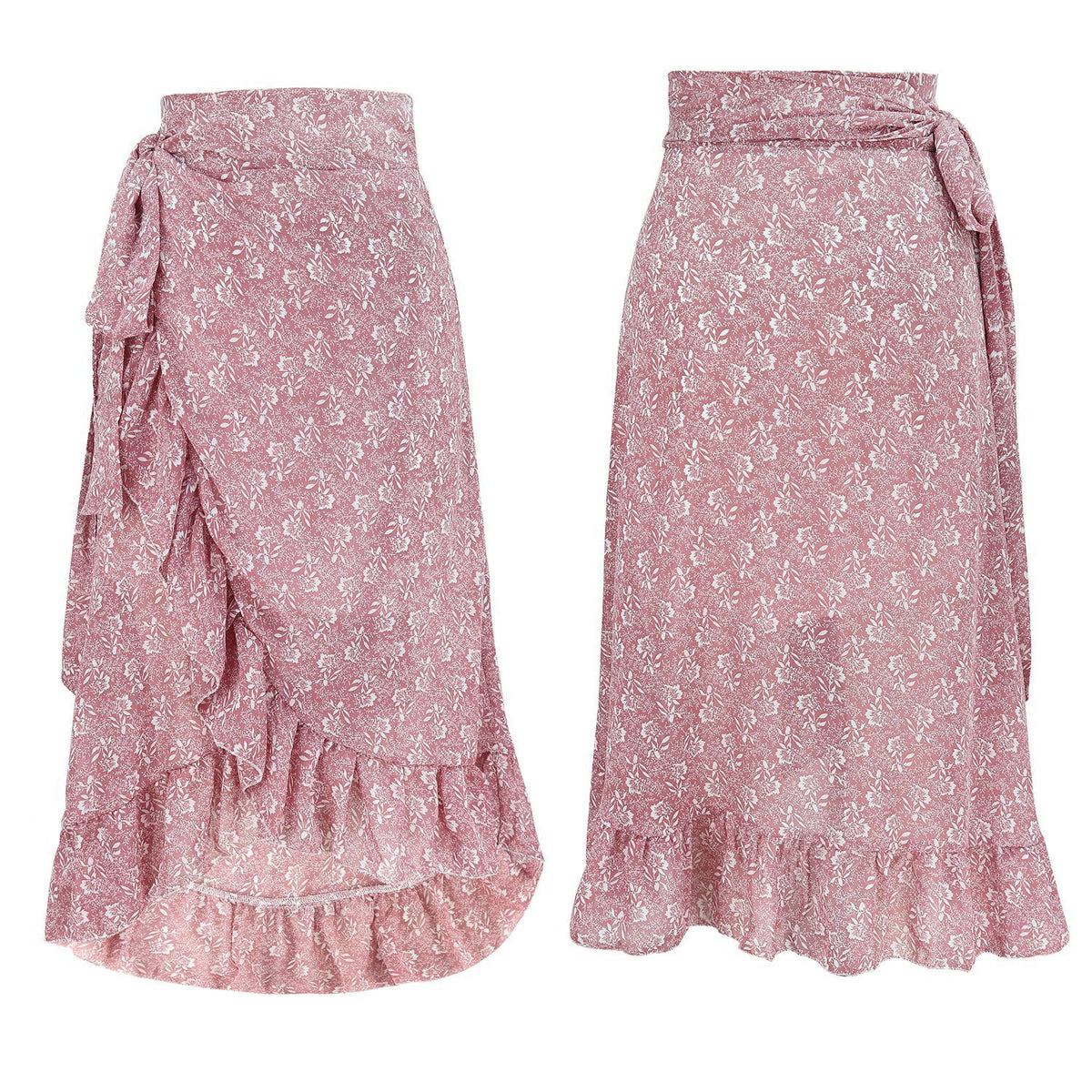 High Waist Floral Wrap Split Skirt Summer Fashion, Elegance Couture