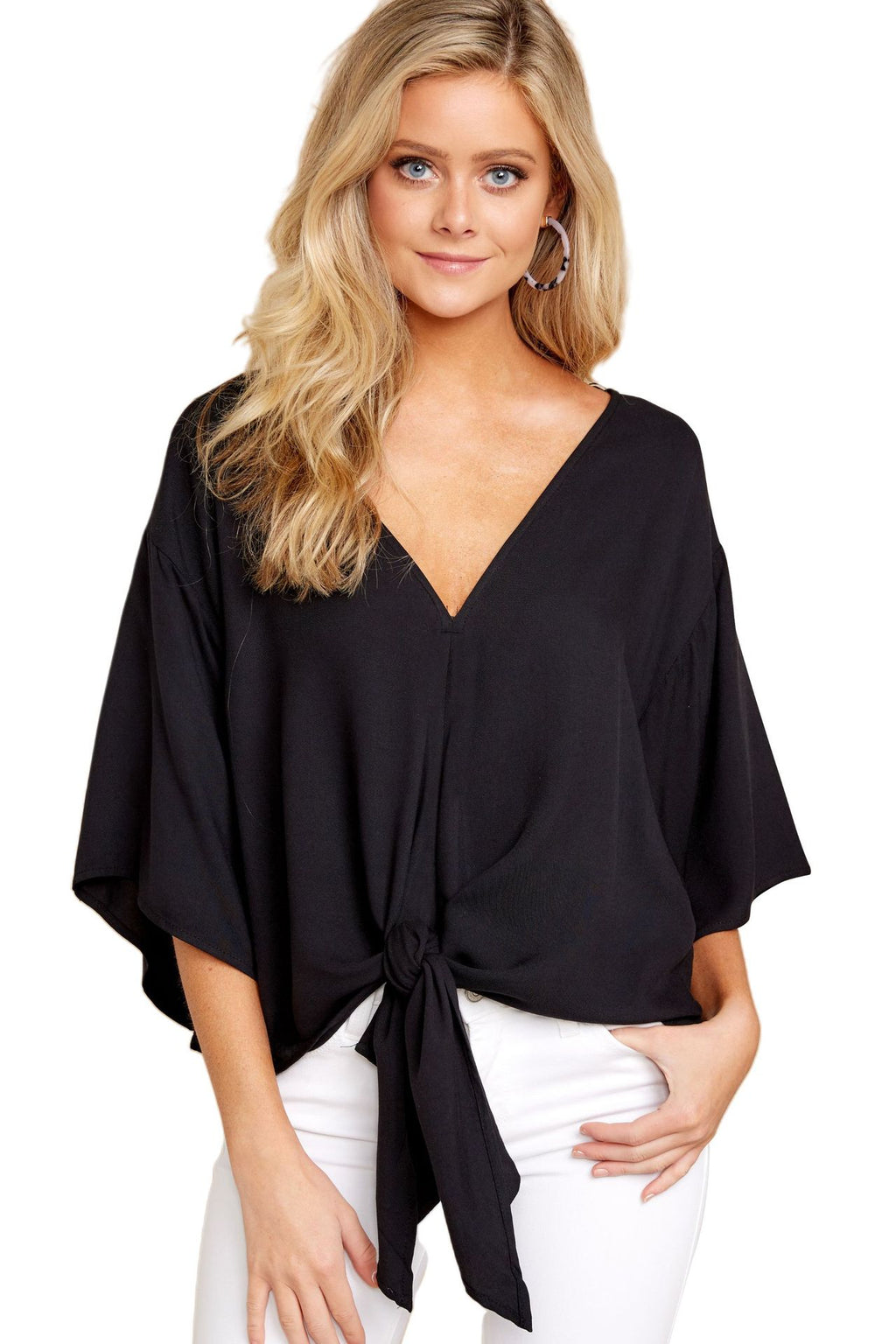 Women’s Leopard Print V-Neck Tie Front Blouse, Elegance Couture