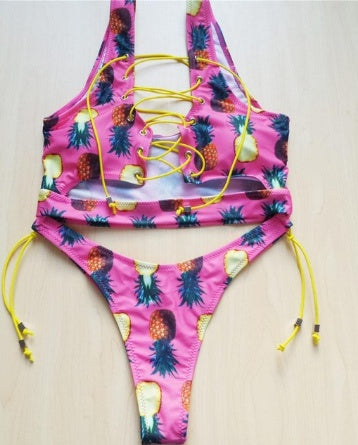 Women’s Lace Up Two Piece Bikini Swimwear Set, Elegance Couture