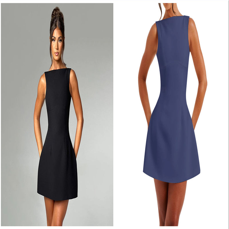 Sexy Slim Fit Backless Sleeveless Summer Mini Dress, Elegance Couture