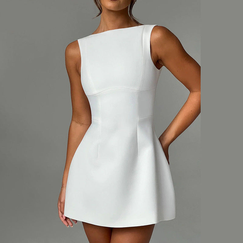 Sexy Slim Fit Backless Sleeveless Summer Mini Dress, Elegance Couture