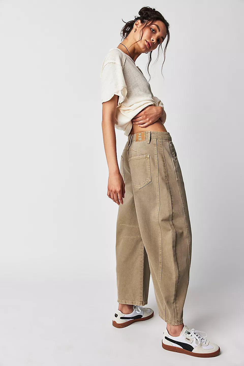 High Stretch Wide Leg Barrel Denim Jeans for Women, Elegance Couture