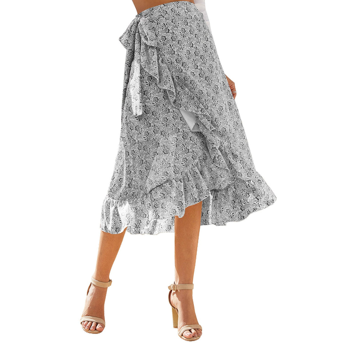 High Waist Floral Wrap Split Skirt Summer Fashion, Elegance Couture