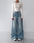 Irregular Rhinestone Fashion Denim Jeans for Women, Elegance Couture