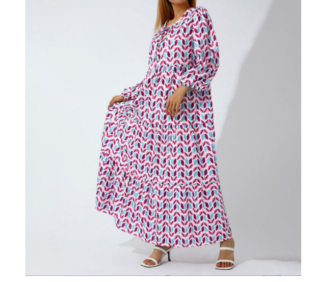 Women’s Bohemian Vintage Printed V-Neck Summer Dress, Elegance Couture