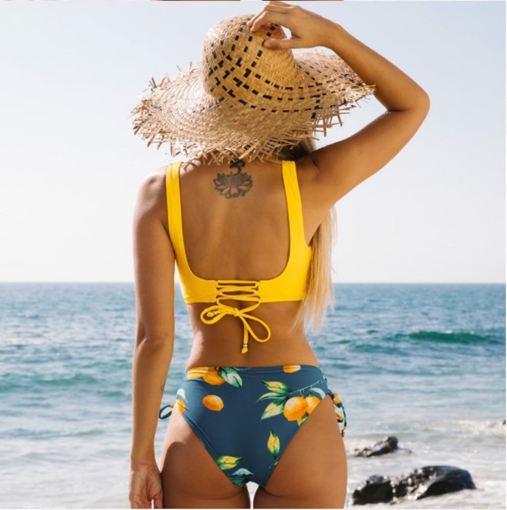 Yellow Bikini Swimsuit for Women Summer Beachwear, Elegance Couture