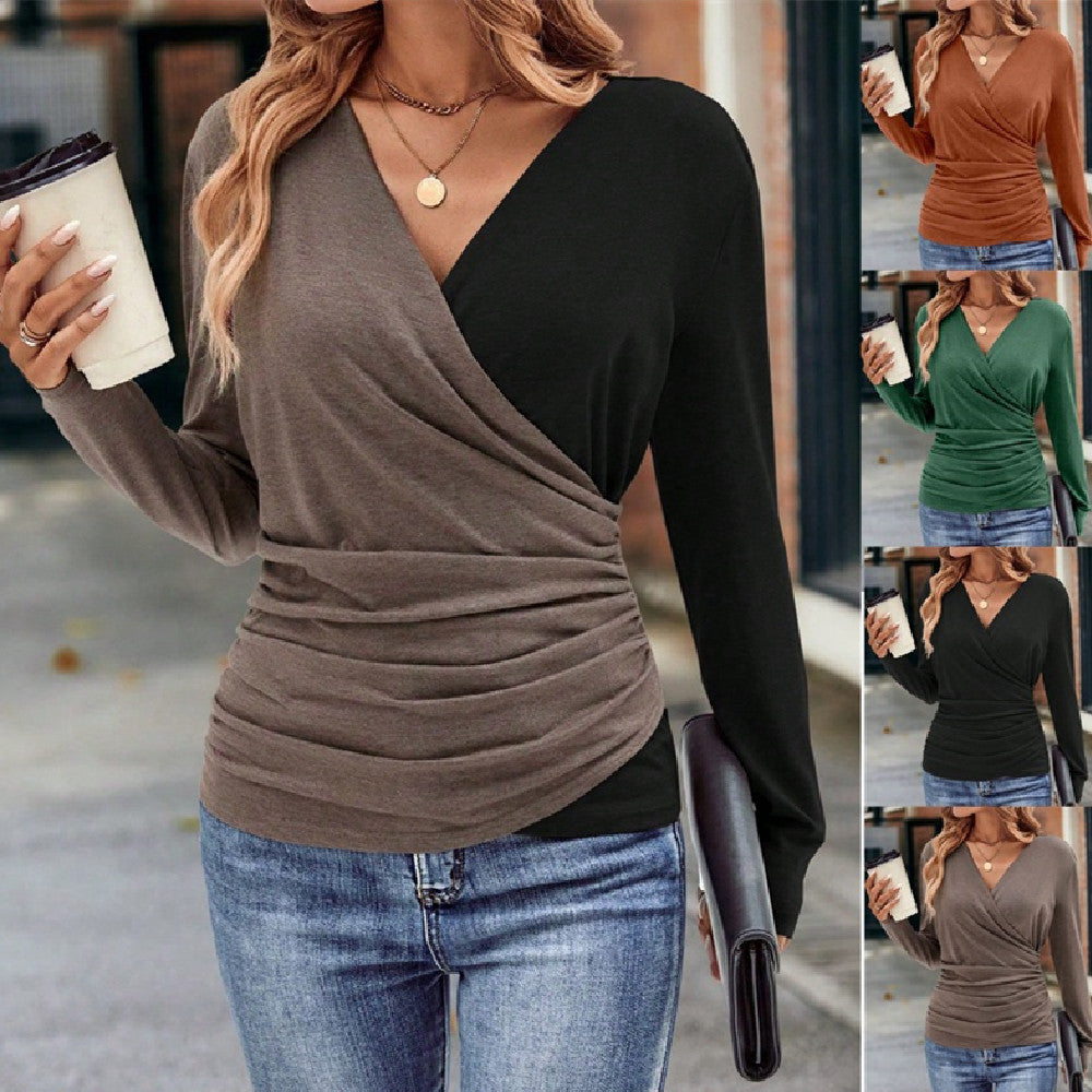 Ladies Slim Waist Pleated Collar Fashion Top, Elegance Couture