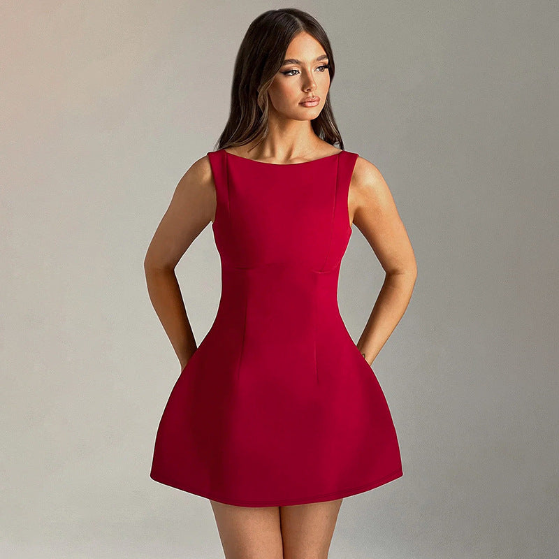 Sexy Slim Fit Backless Sleeveless Summer Mini Dress, Elegance Couture